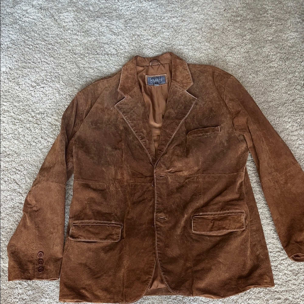 Wilsons Leather Rich Brown Suede Blazer